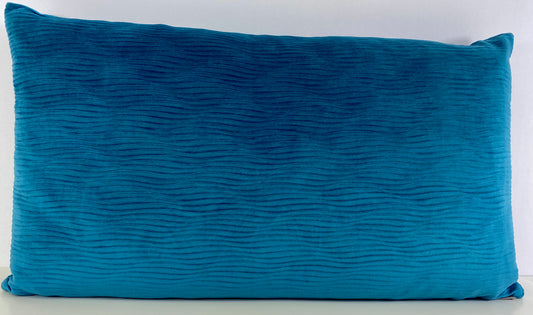 Luxury Lumbar Pillow - 24" x 14" - Stream Teal; Deep Teal solid with a wavy pattern in the soft fabric.