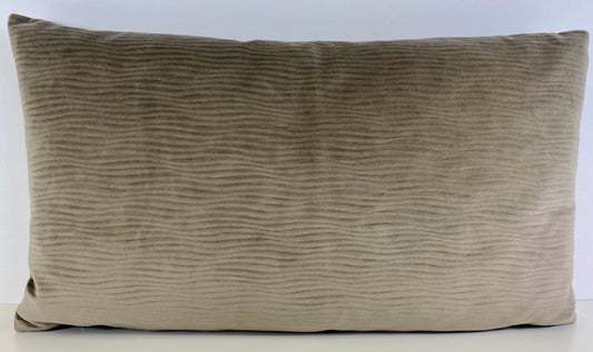 Luxury Lumbar Pillow - 24" x 14" - Stream Mushroom; Taupe solid with a wavy pattern in the soft fabric.