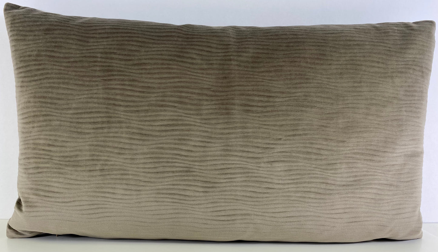 Luxury Lumbar Pillow - 24" x 14" - Stream Mushroom; Taupe solid with a wavy pattern in the soft fabric.