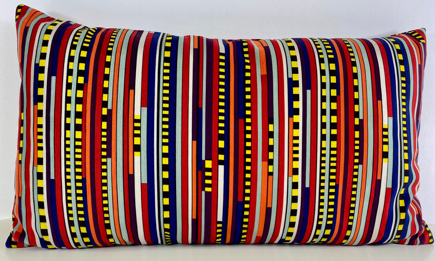 Luxury Lumbar Pillow; 24" x 14" - Saxon-Multi Vibrant pattern of many colors