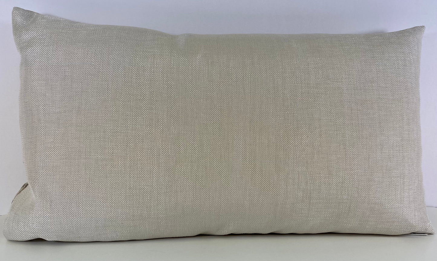 Luxury Lumbar Pillow - 24" x 14" - Scribble Silver; Embroidered pattern of silver & white over off-white background