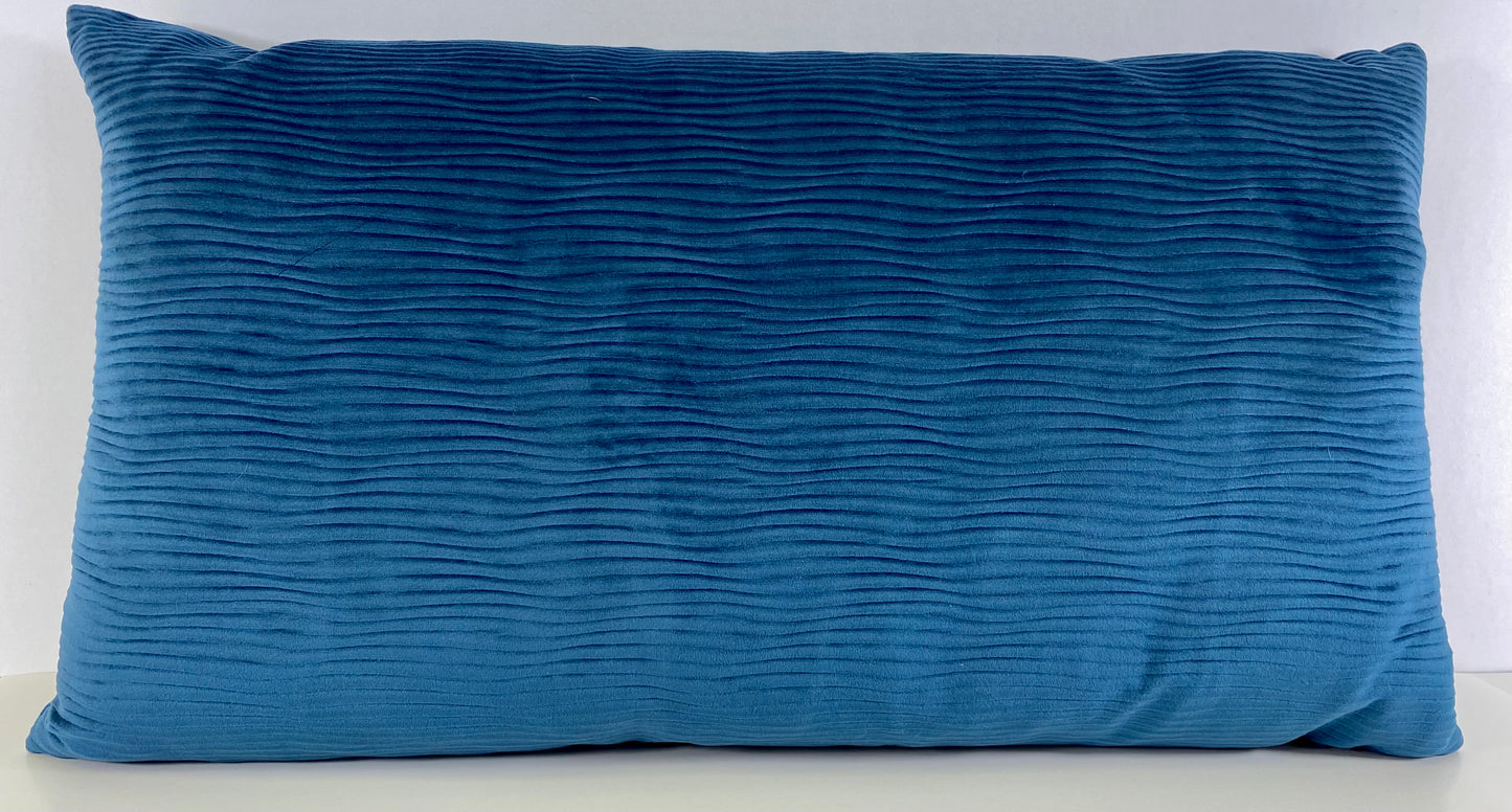 Luxury Lumbar Pillow - 24” x 14” - Stream Navy; Solid navy  in a smooth wavey patterned fabric