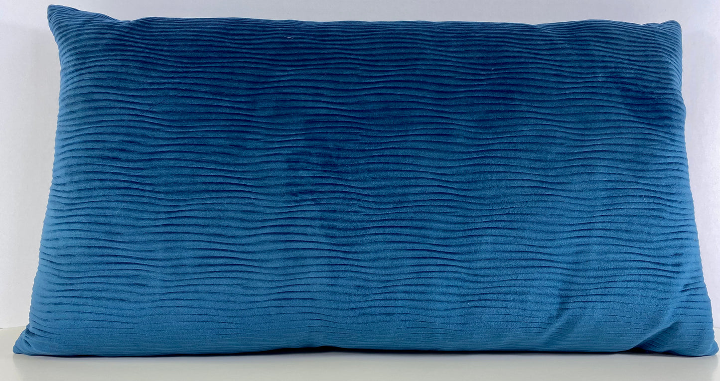 Luxury Lumbar Pillow - 24” x 14” - Stream Navy; Solid navy  in a smooth wavey patterned fabric