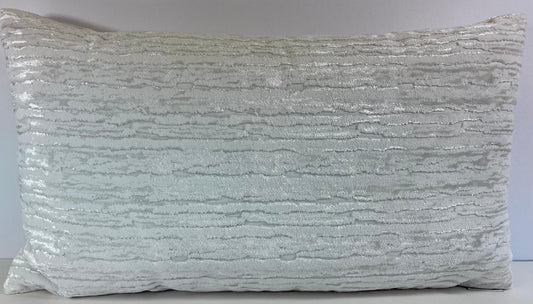 Luxury Lumbar Pillow - 24" x 14" -  Wake Coconut; A very soft fabric of clean pure white, catching the light to give depth to the color.