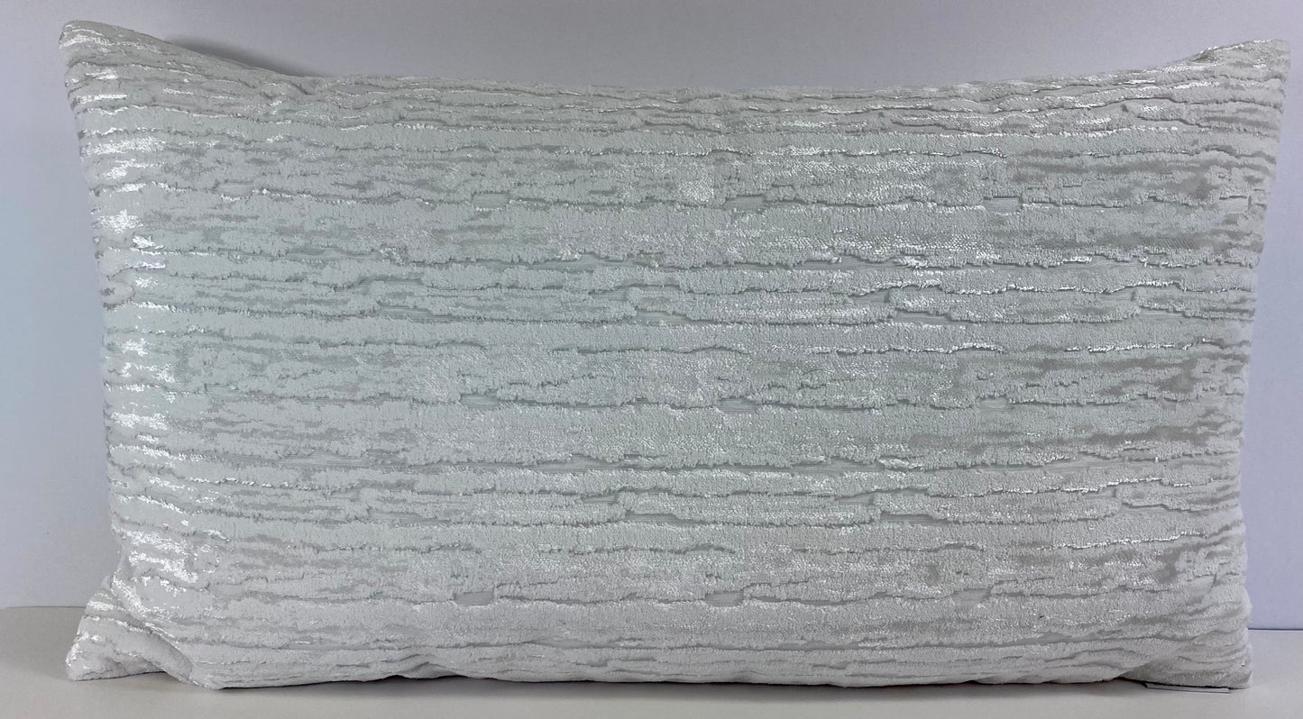 Luxury Lumbar Pillow - 24" x 14" -  Wake Coconut; A very soft fabric of clean pure white, catching the light to give depth to the color.