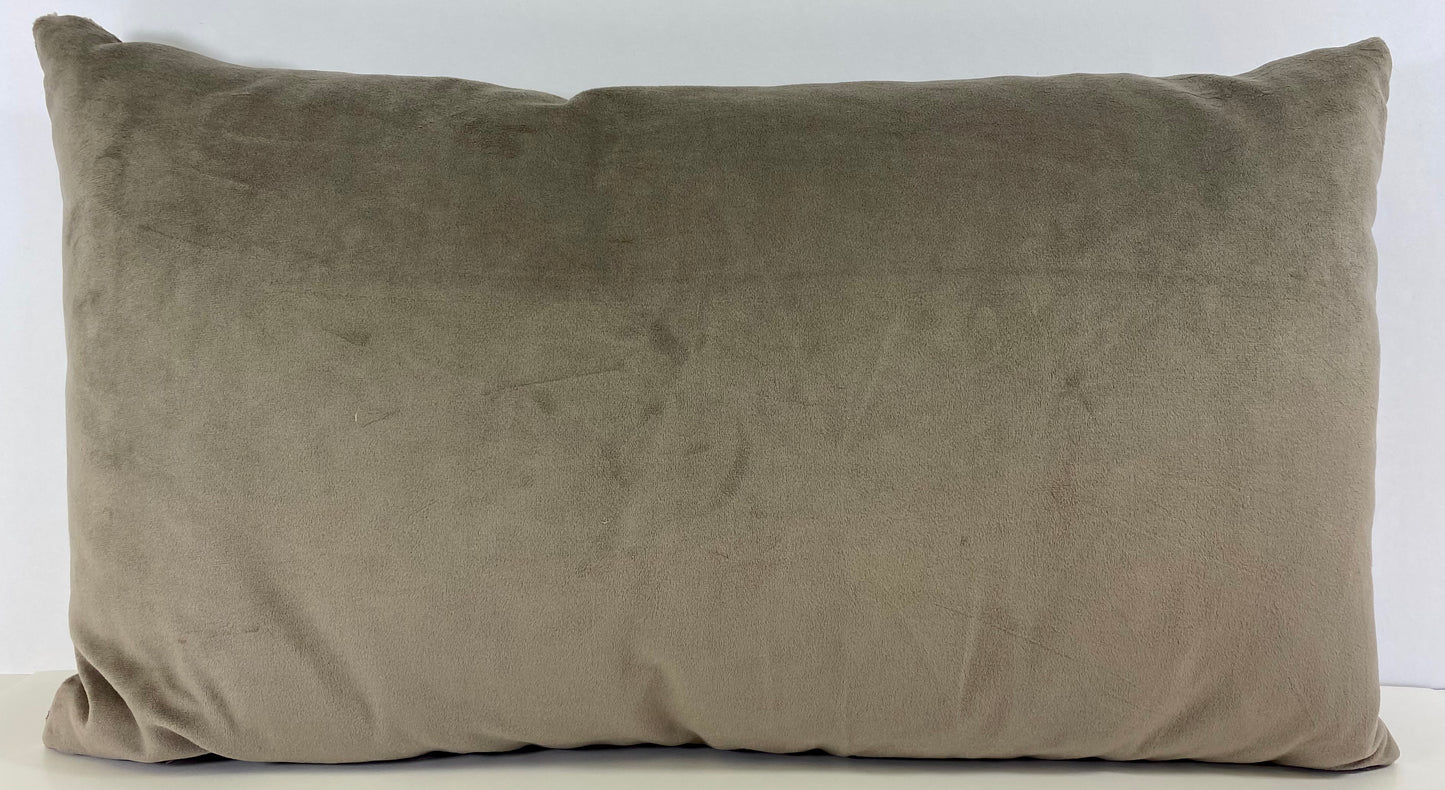 Luxury Lumbar Pillow - 24" x 14" -  Wild Side; Animal style chevrons in graphite grey on a grey ground.