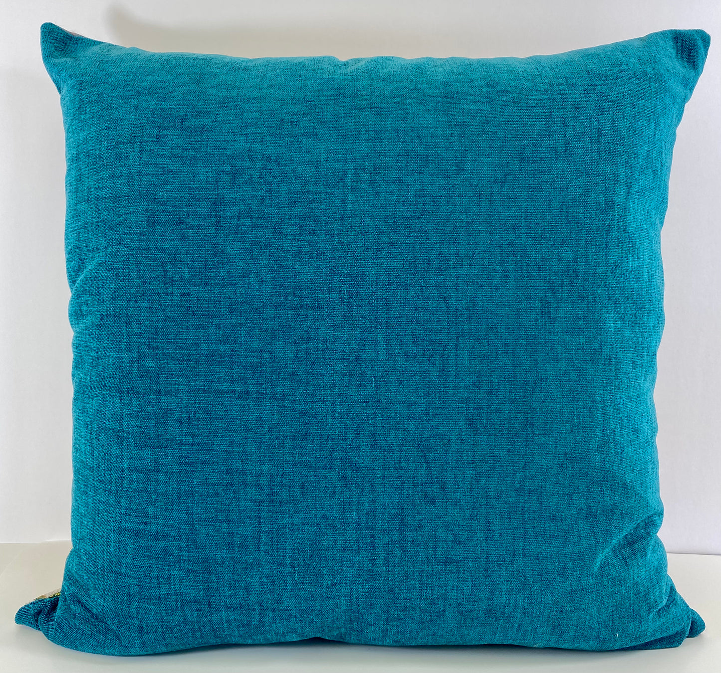 Luxury Pillow -  24" x 24" - Desert Paradise; brightly colored embroidered floral with teal back