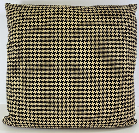 REDUCED TO CLEAR Luxury Pillow - 24" x 24" - Houndstooth Black & Tan; Intricate pattern of black & wheat/tan