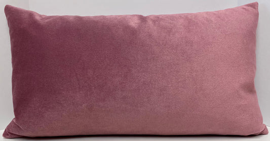 Luxury Lumbar Pillow - 24" x 14" - Belvedere-Orchid, smooth velvet of a rose pink color