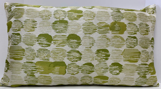 Luxury Lumbar Pillow - 24" x 14" - Deepwell-Lime: Bright lime green abstract pattern on a cream background