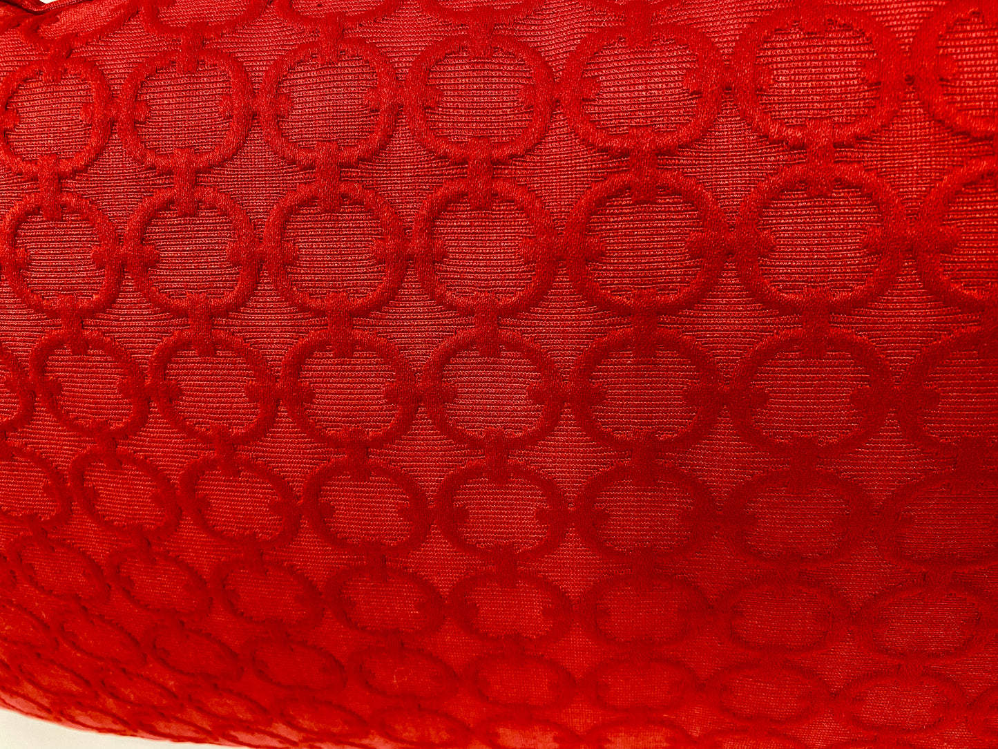 Luxury Lumbar Pillow - 24" x 14" - Full Circle-Red, bright red solid fabric with a circle tonal pattern