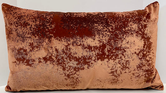 Luxury Lumbar Pillow 24" x 14" - Grated-Copper Coin: Sumptuous solid fabric of copper color