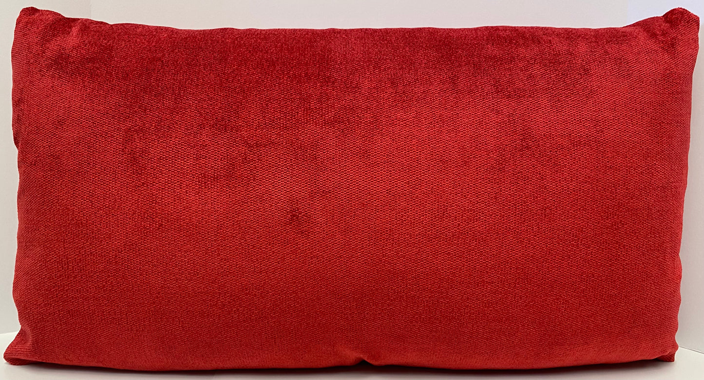 Luxury Lumbar Pillow - 24" x 14" -  Aristocrat Scarlet, a bright red solid fabric