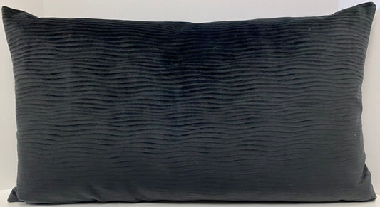 Luxury Lumbar Pillow - 24" x 14" - Stream Black; Black solid with a wavy pattern in the fabric.