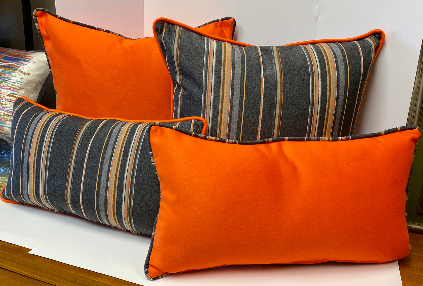 Luxury Outdoor Pillow; 22" x 22" - Vallauris-Sunset; Sunbrella, or equivalent, fabric with fiber fill