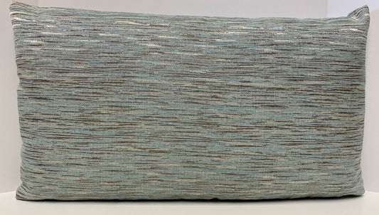 Luxury Lumbar Pillow - 24" x 14" -  Angelique Aqua; Pale blue with silver and grey embroidery.