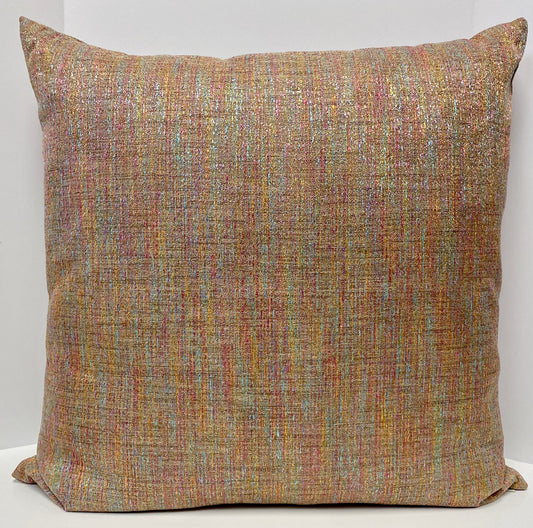 Luxury Pillow - 24” x 24” - Lansing; Weaved pattern of pinks, teals and yellow