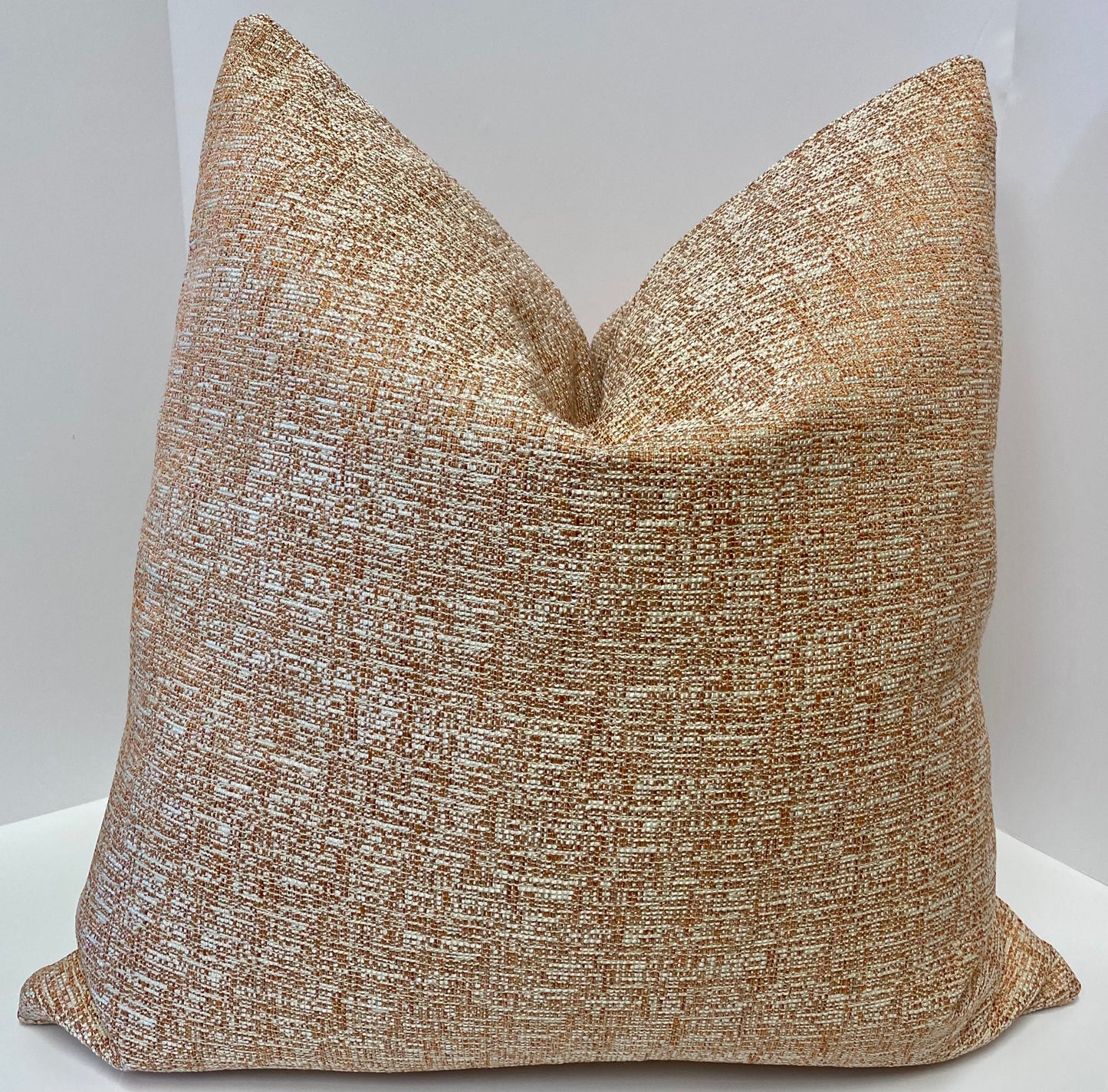 Luxury Pillow - 24" x 24" - Orange Zest; Textural pattern of orange/rust and cream