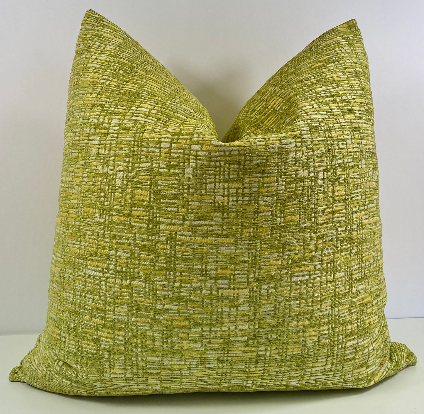 Luxury Pillow - 24" x 24" - Lemon Lime; Architectural feeling in fresh lime and zesty lemon