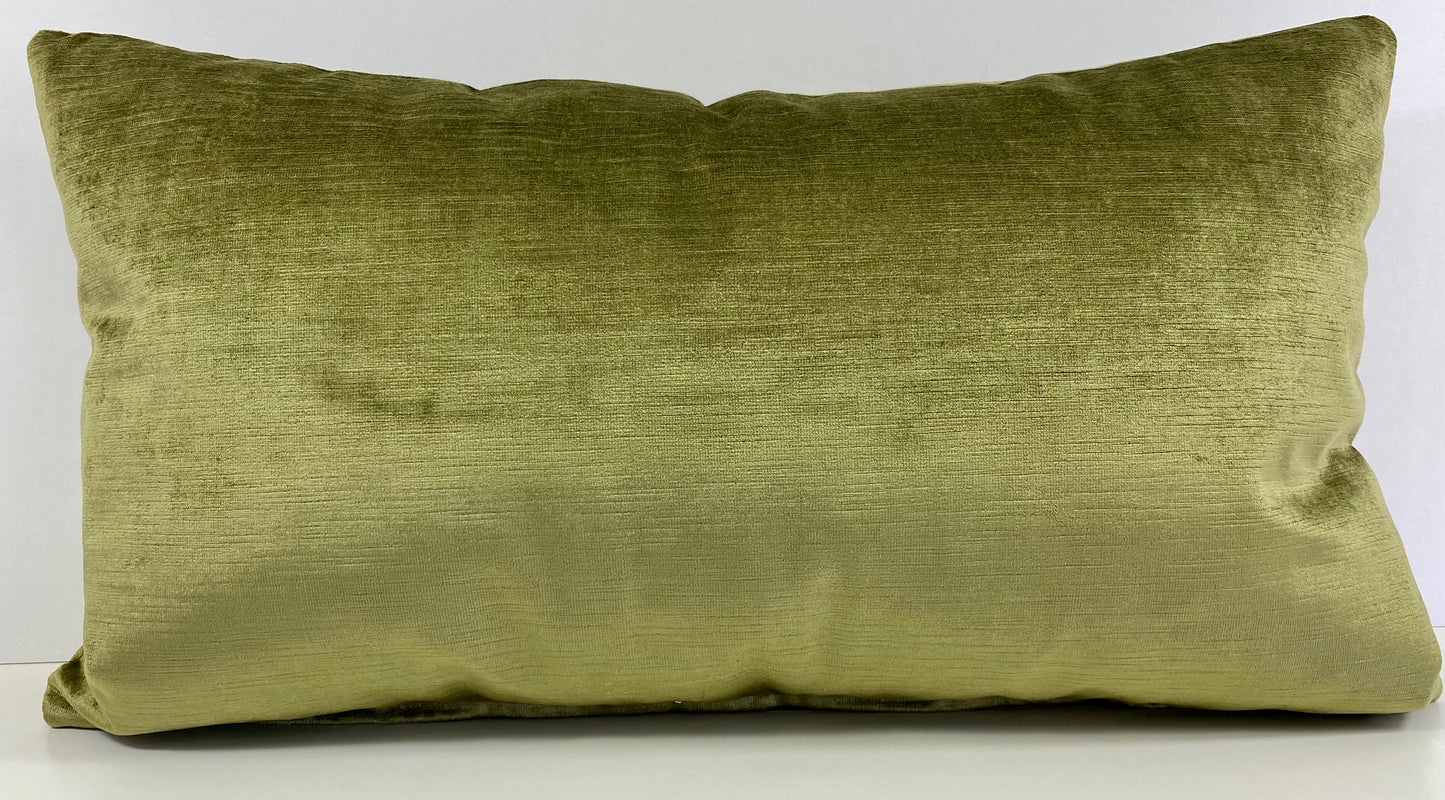 Luxury Lumbar Pillow - 24" x 14" - Cactus Lumbar-Green; Lovely sage green thick velvet with a lovely lustre