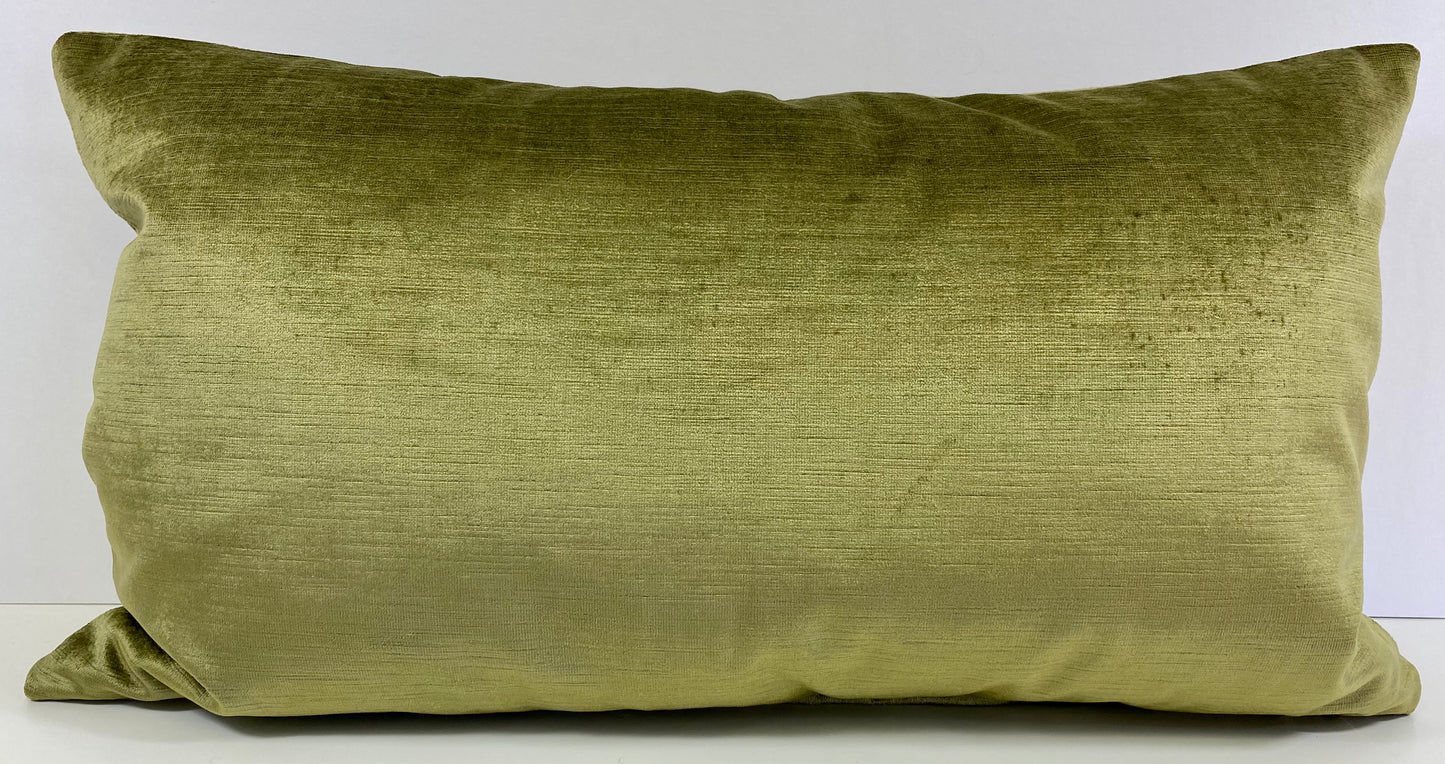 Luxury Lumbar Pillow - 24" x 14" - Cactus Lumbar-Green; Lovely sage green thick velvet with a lovely lustre