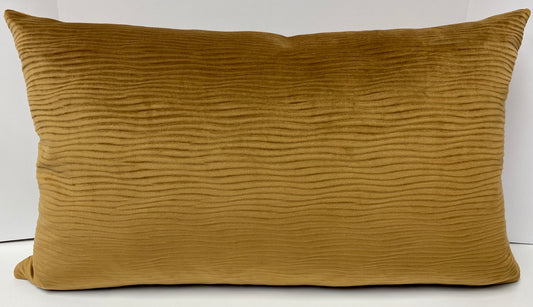 Luxury Lumbar Pillow - 24" x 14" - Stream Walnut; Caramel solid with a wavy pattern in the soft fabric.