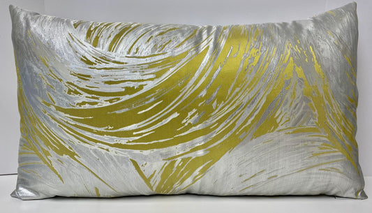 Luxury Lumbar Pillow - 24" x 144 - Tornado - Citron; Silver sheen and lemon abstract