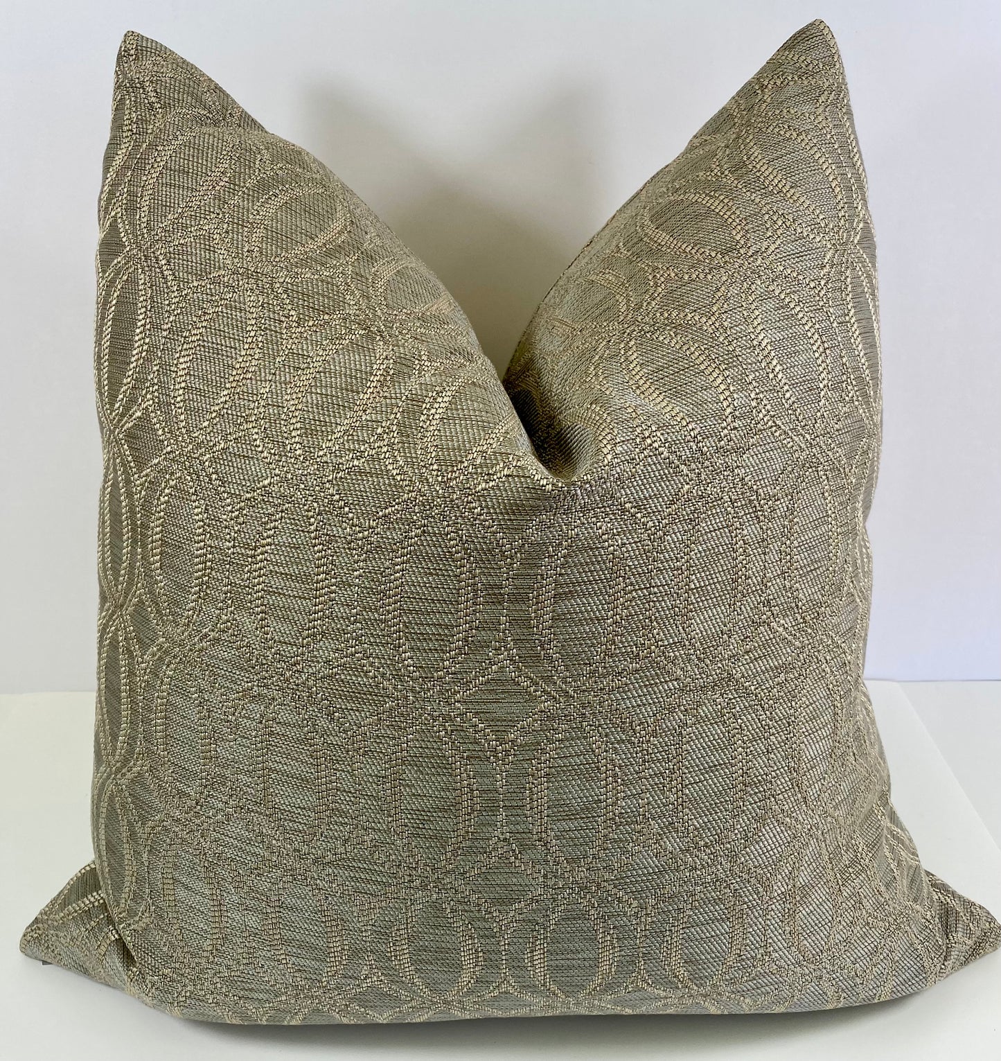 Luxury Pillow 24" x 24"; Santana; Gray Background w/gold swirve embroidered pattern