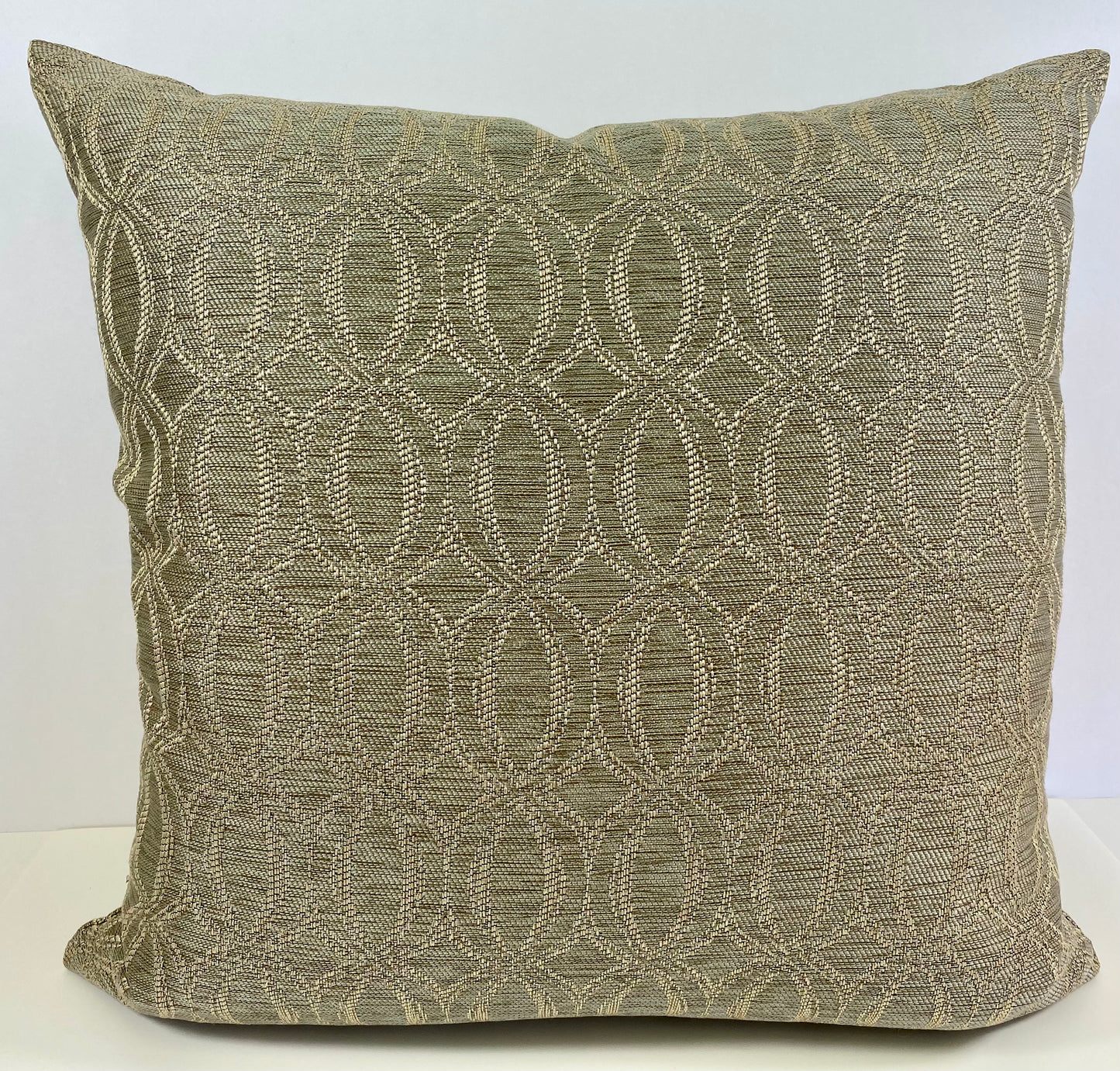 Luxury Pillow 24" x 24"; Santana; Gray Background w/gold swirve embroidered pattern