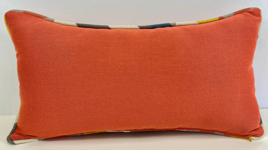 Luxury Outdoor Lumbar Pillow - 22" x 12" - Saint Barts - Mezcalita; Sunbrella, or equivalent, with fibre fill