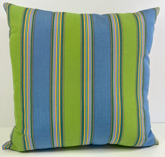 Luxury Outdoor Pillow - 22" x 22" - Newport - Sky Stripe; Sunbrella, or equivalent, with fibre fill