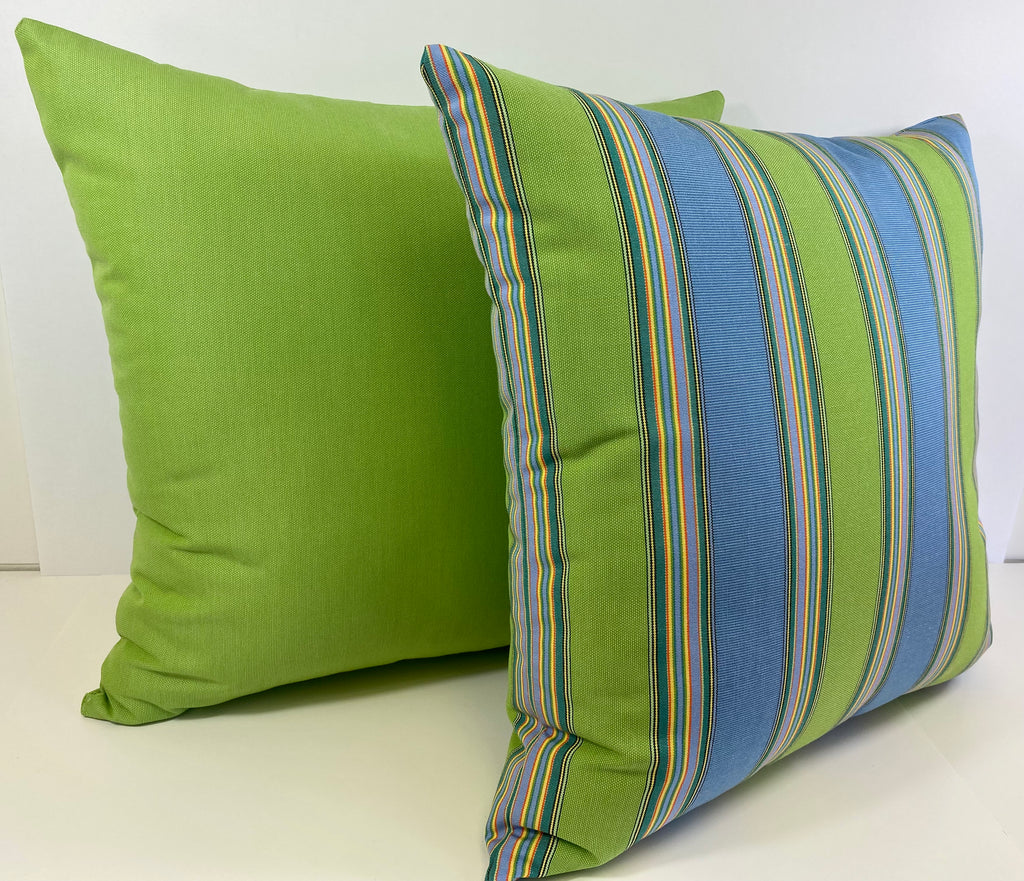 Luxury Outdoor Pillow - 22" x 22" - Newport - Sky Stripe