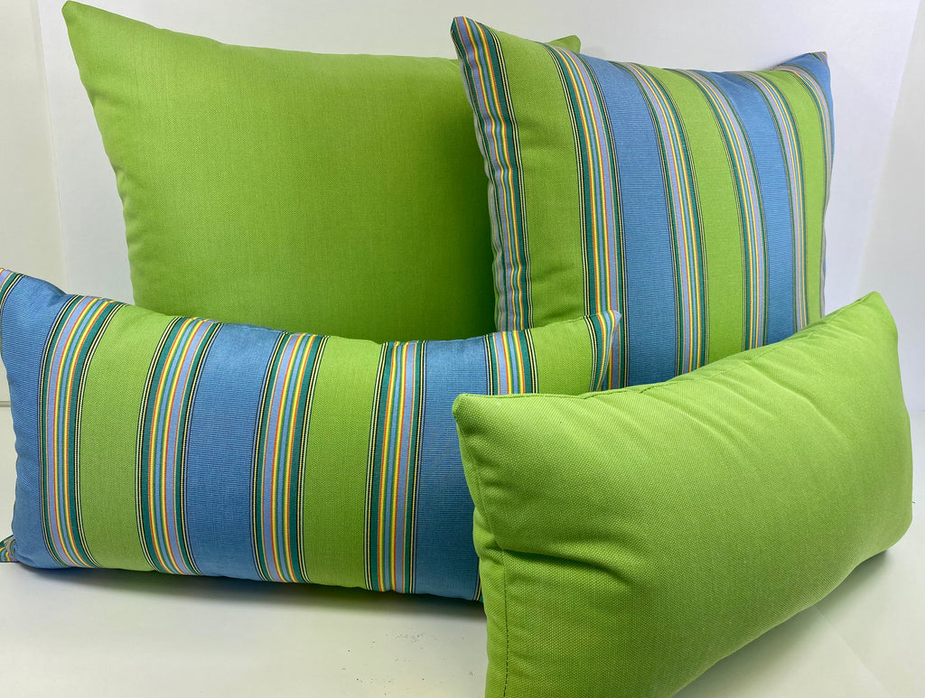 Luxury Outdoor Pillow - 22" x 22" - Newport - Sky Stripe