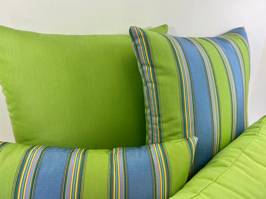 Luxury Outdoor Pillow - 22" x 22" - Newport - Sky Stripe