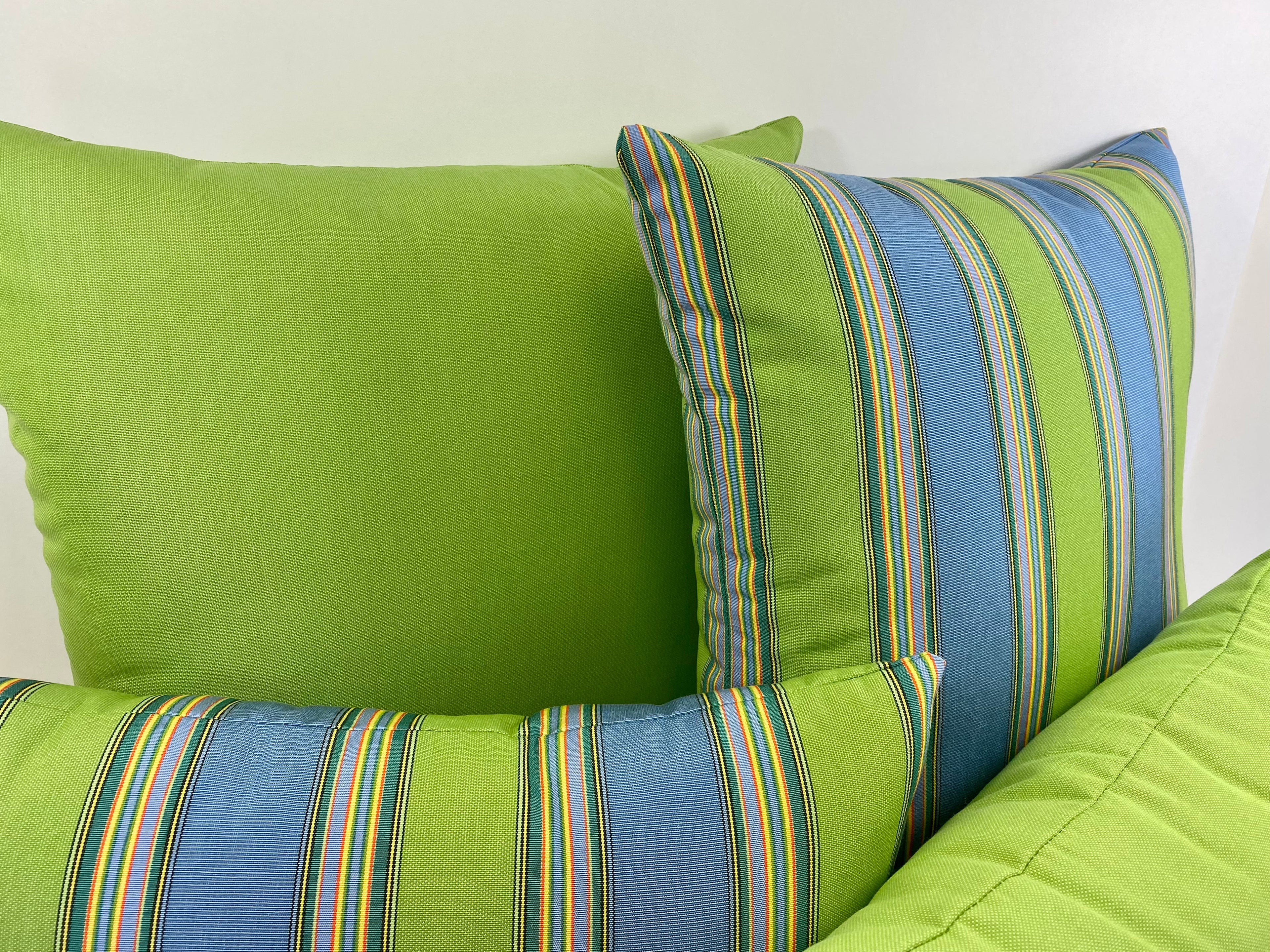 Luxury Outdoor Pillow - 22" x 22" - Newport - Sky Stripe