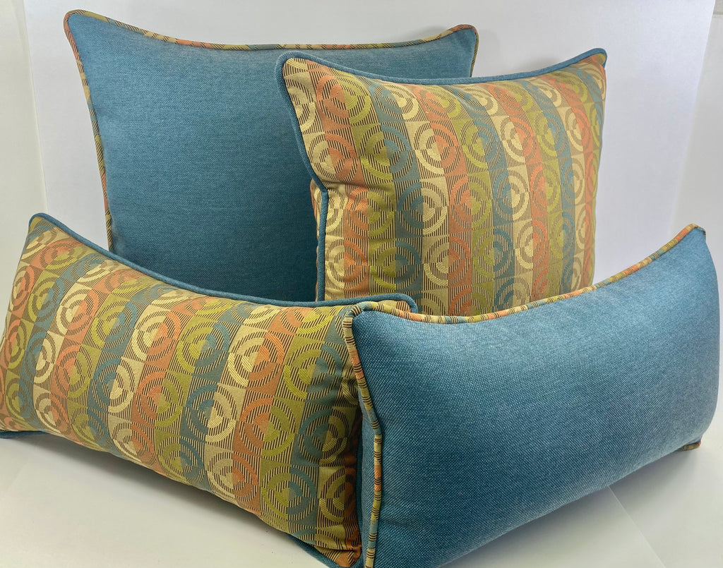 Luxury Outdoor Lumbar Pillow - 22" x 12"- Cannes Cocktail