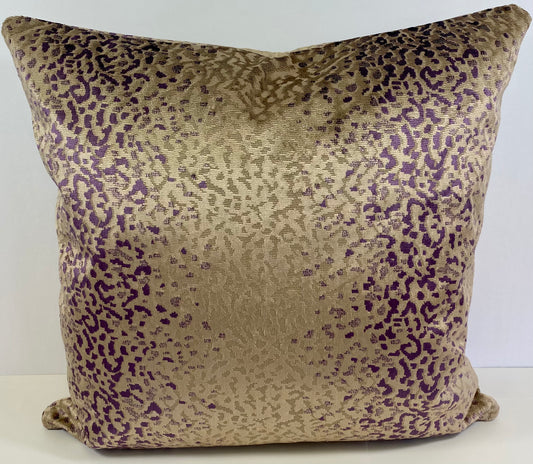 Luxury Pillow -  24" x 24" -  Azaad - Periwinkle; Velvet animal print of mauve and silver and pearl