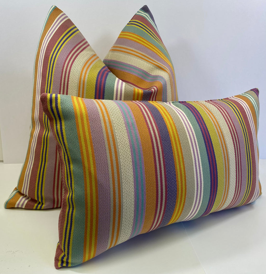 Luxury Lumbar Pillow - 24" x 14" - Regatta Woven Stripes In A Broad Range Of Colors