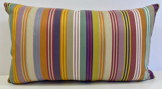 Luxury Lumbar Pillow - 24" x 14" -  Regatta; Woven stripes in a broad range of colors