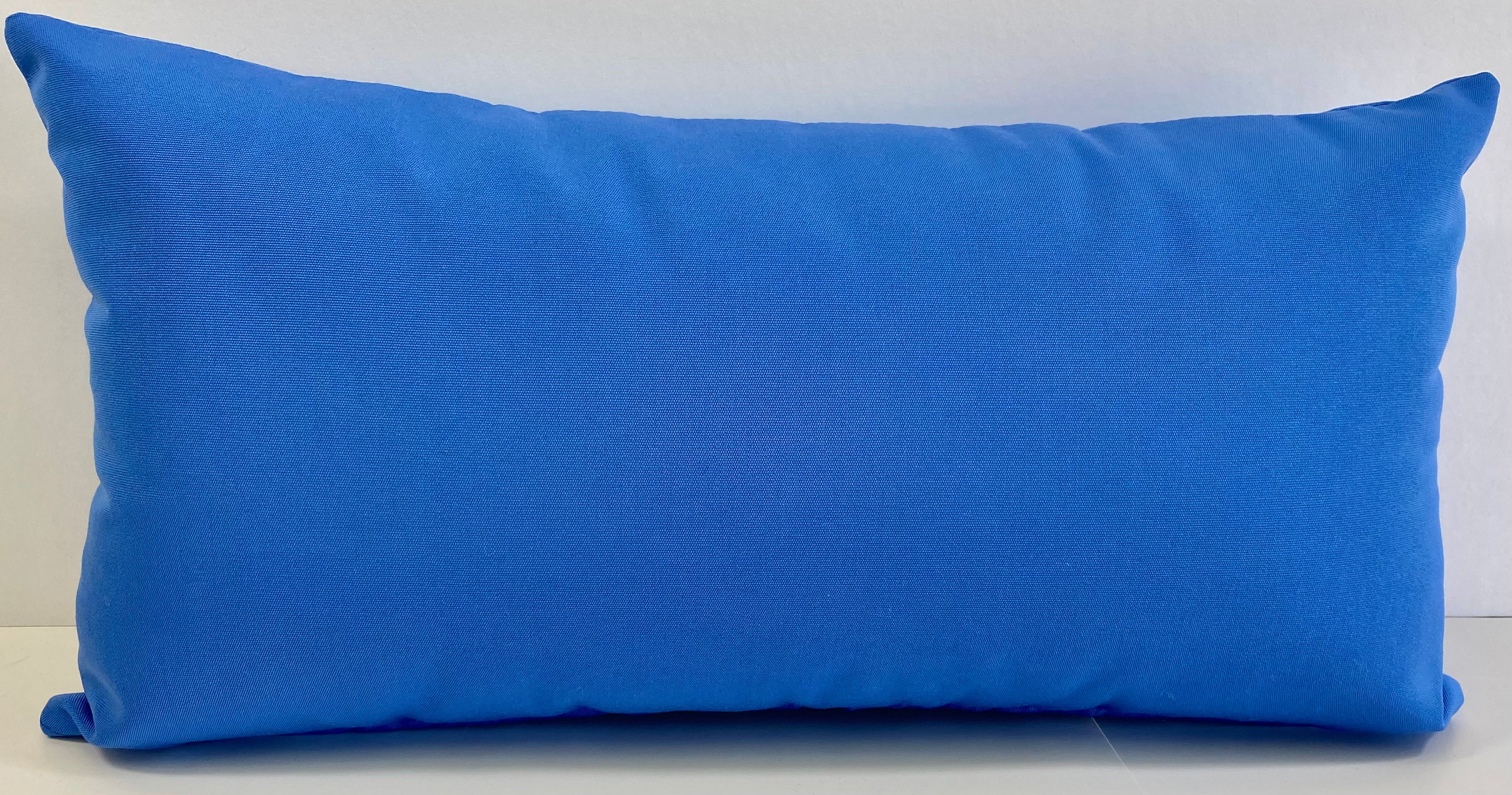 Luxury Outdoor Lumbar Pillow - 22" x 12"- Cayman Blue Solid