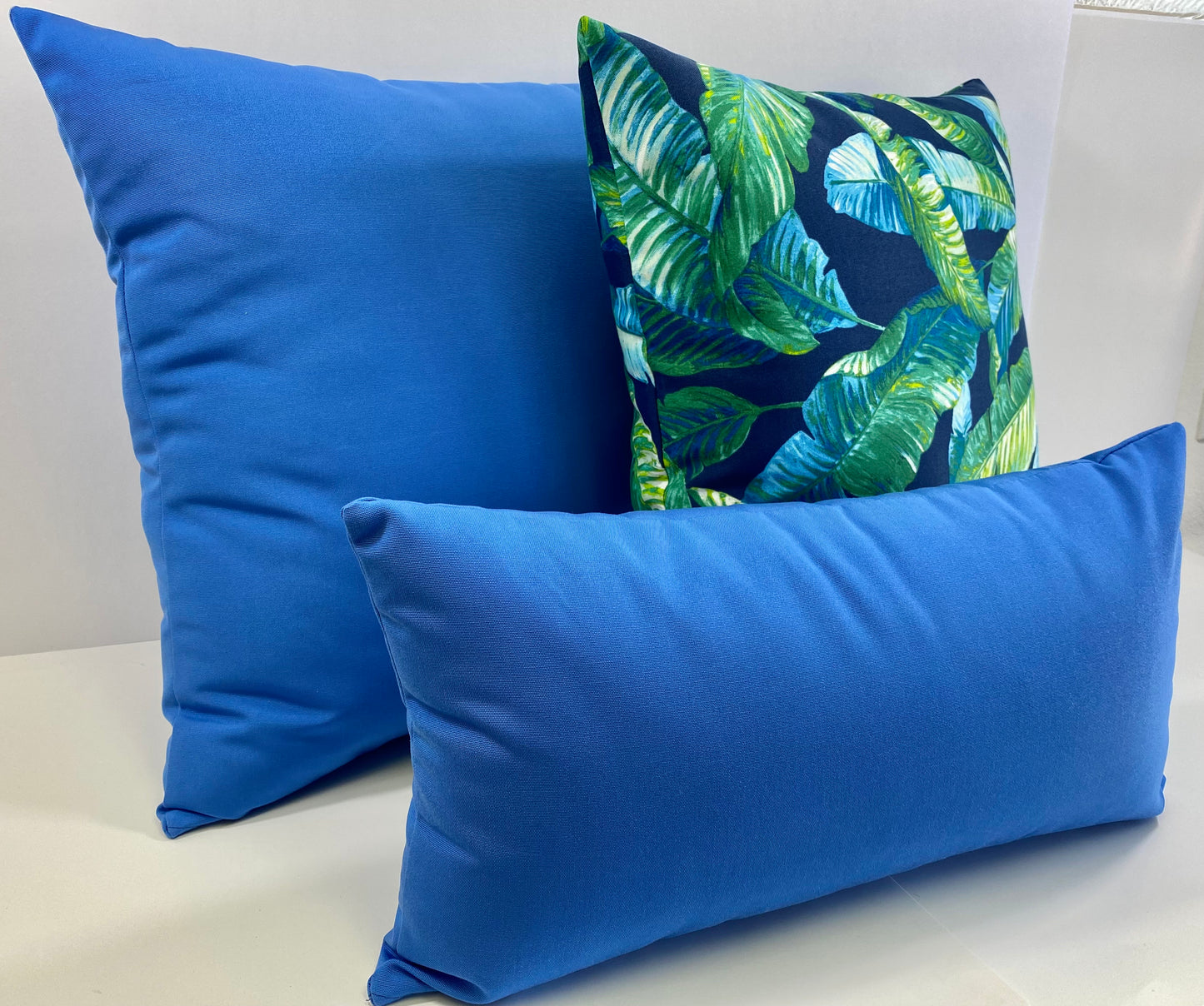 Luxury Outdoor Pillow - 22" x 22" - Cayman-Blue Solid; Sunbrella, or equivalent, fabric with fiber fill