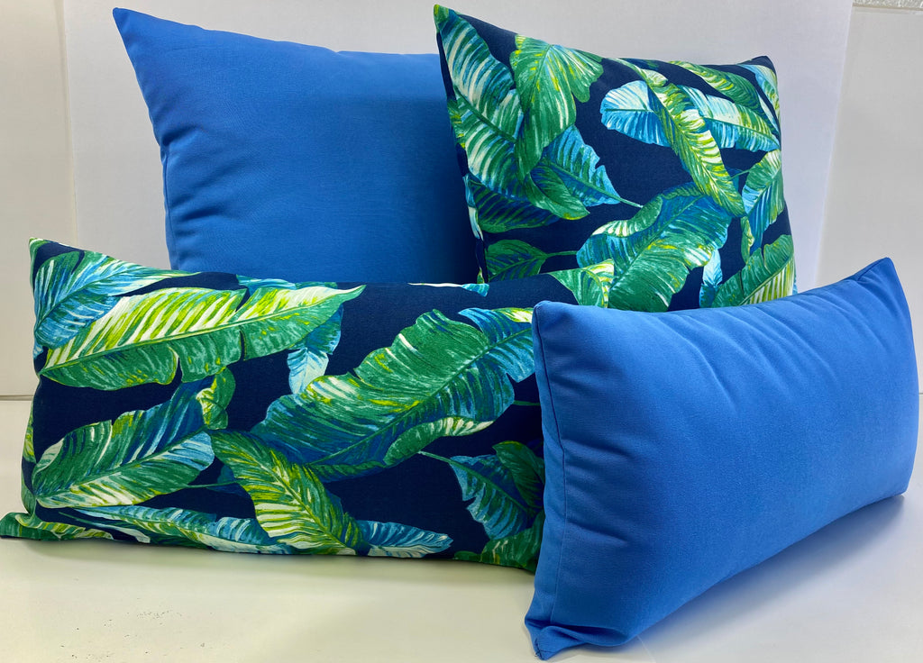 Luxury Outdoor Lumbar Pillow - 22" x 12" - Cayman - Summer; Sunbrella, or equivalent, fabric with fiber fill