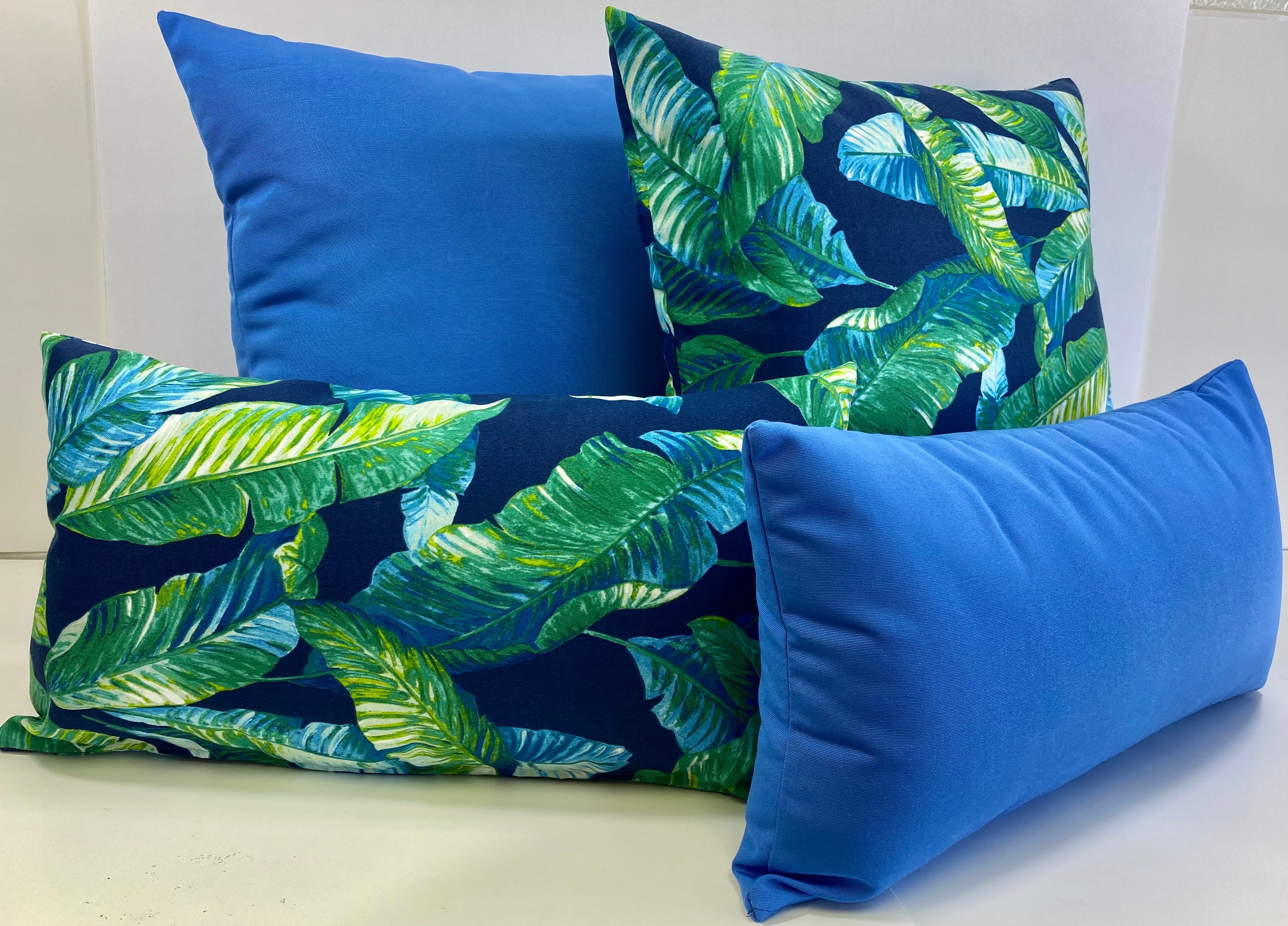 Luxury Outdoor Lumbar Pillow - 22" x 12" - Cayman - Summer; Sunbrella, or equivalent, fabric with fiber fill