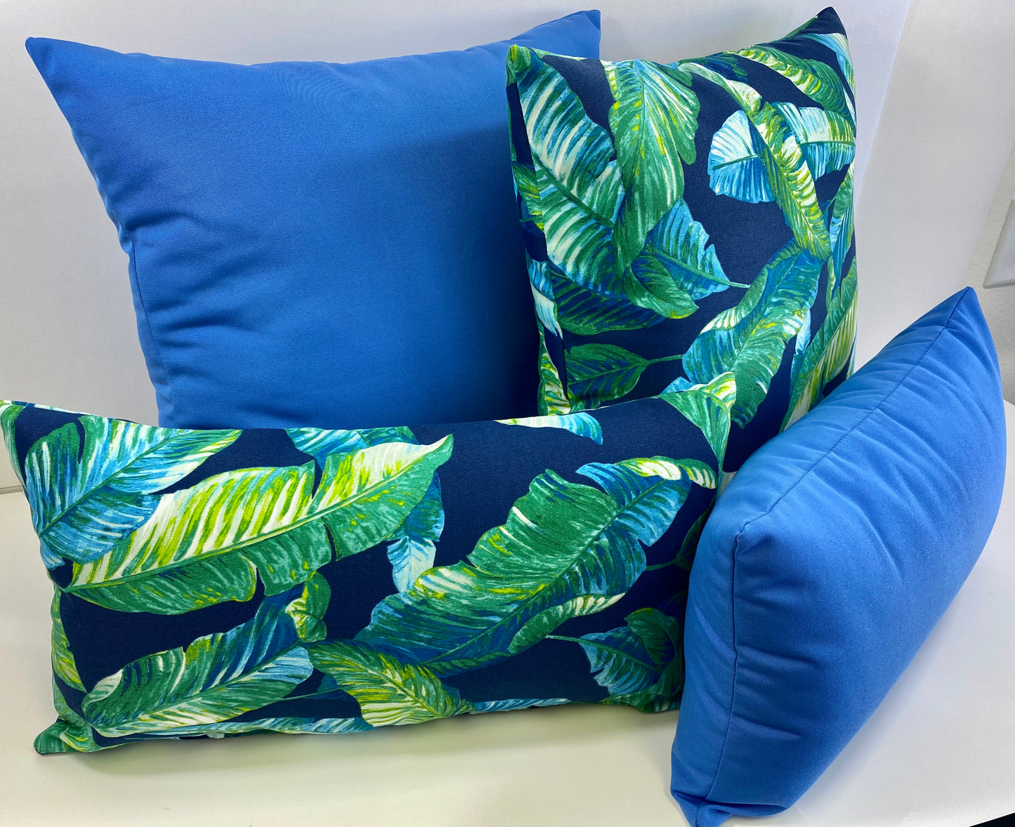 Luxury Outdoor Pillow - 22" x 22" - Cayman-Blue Solid; Sunbrella, or equivalent, fabric with fiber fill