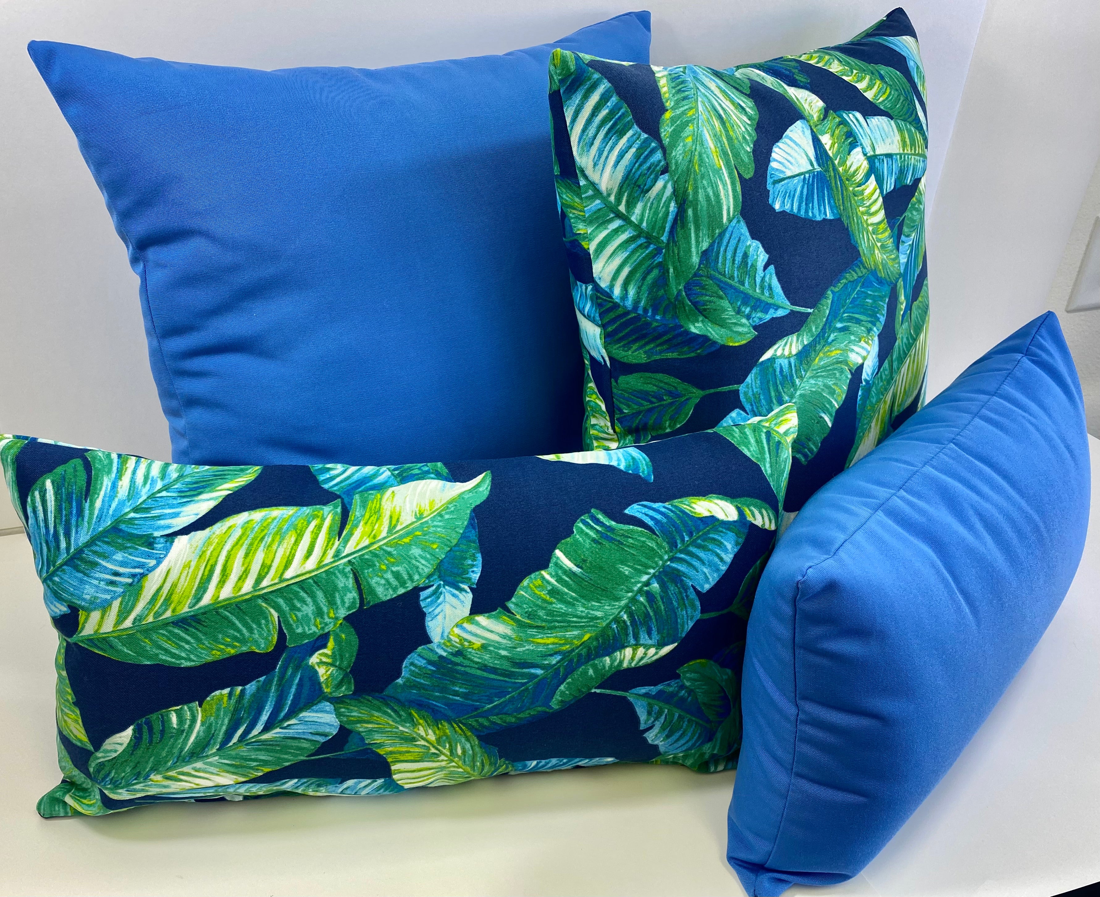 Luxury Outdoor Pillow - 22" x 22" - Cayman-Blue Solid