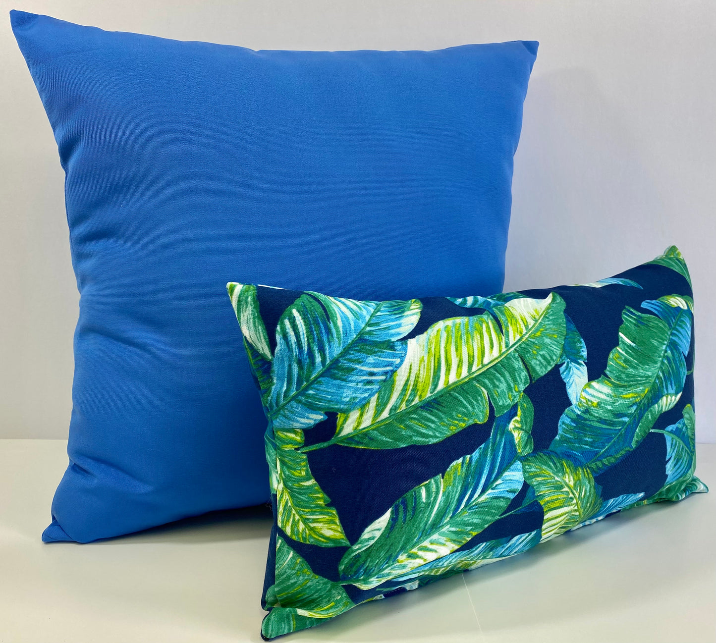 Luxury Outdoor Pillow - 22" x 22" - Cayman-Blue Solid; Sunbrella, or equivalent, fabric with fiber fill