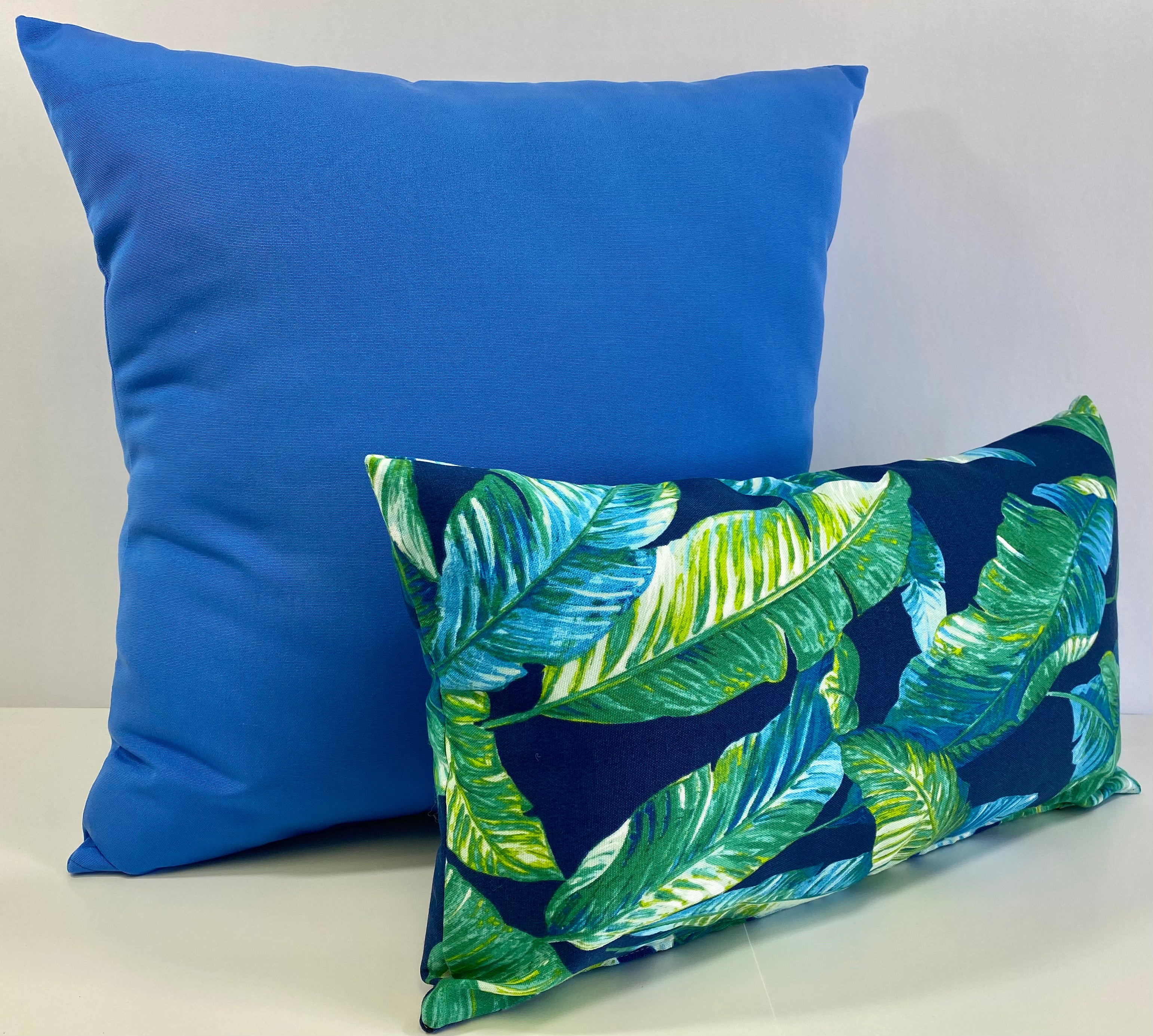 Luxury Outdoor Pillow - 22" x 22" - Cayman-Blue Solid