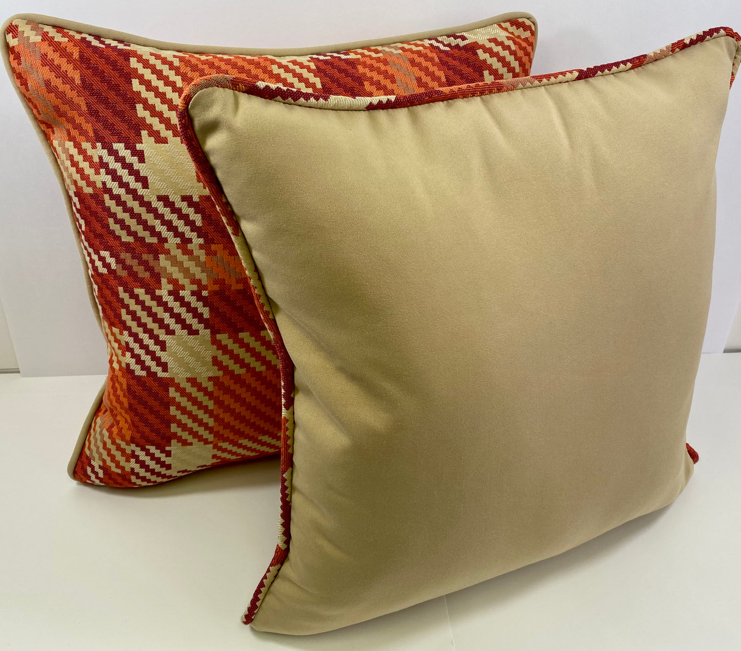 Luxury Outdoor Pillow - 22" x 22" - Rancho Santa Fe-Tan; Sunbrella, or equivalent, fabric with poly fill