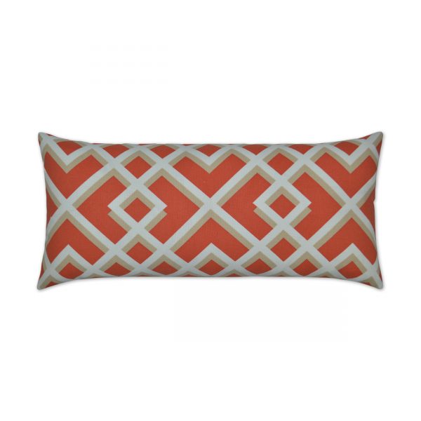 Luxury Outdoor Lumbar Pillow - 22" x 12" - Pergola - Coral; Sunbrella, or equivalent, fabric with fiber fill