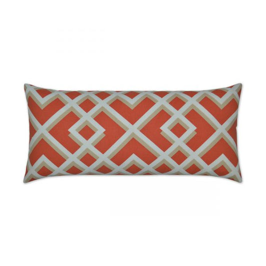 Luxury Outdoor Lumbar Pillow - 22" x 12" - Pergola - Coral; Sunbrella, or equivalent, fabric with fiber fill